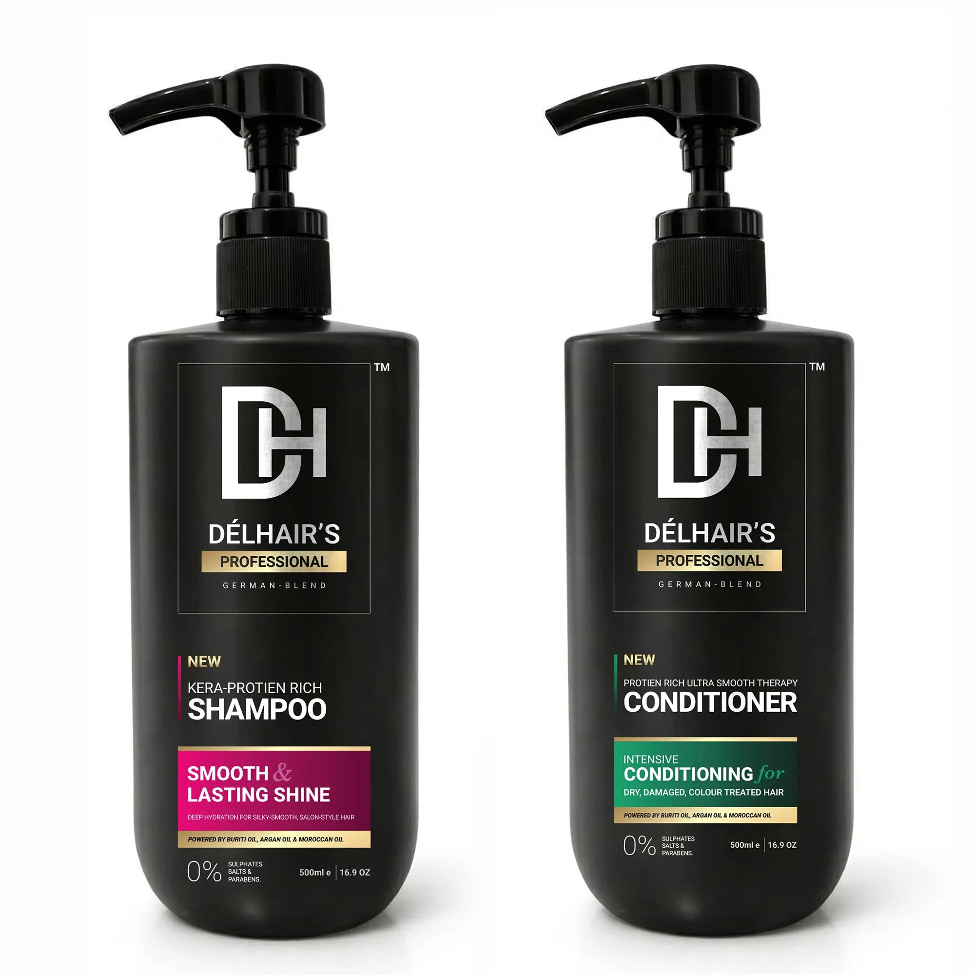 Delhairs Kera Protein Shampoo & Conditioner Combo Pack – 500ml x2 Bundle