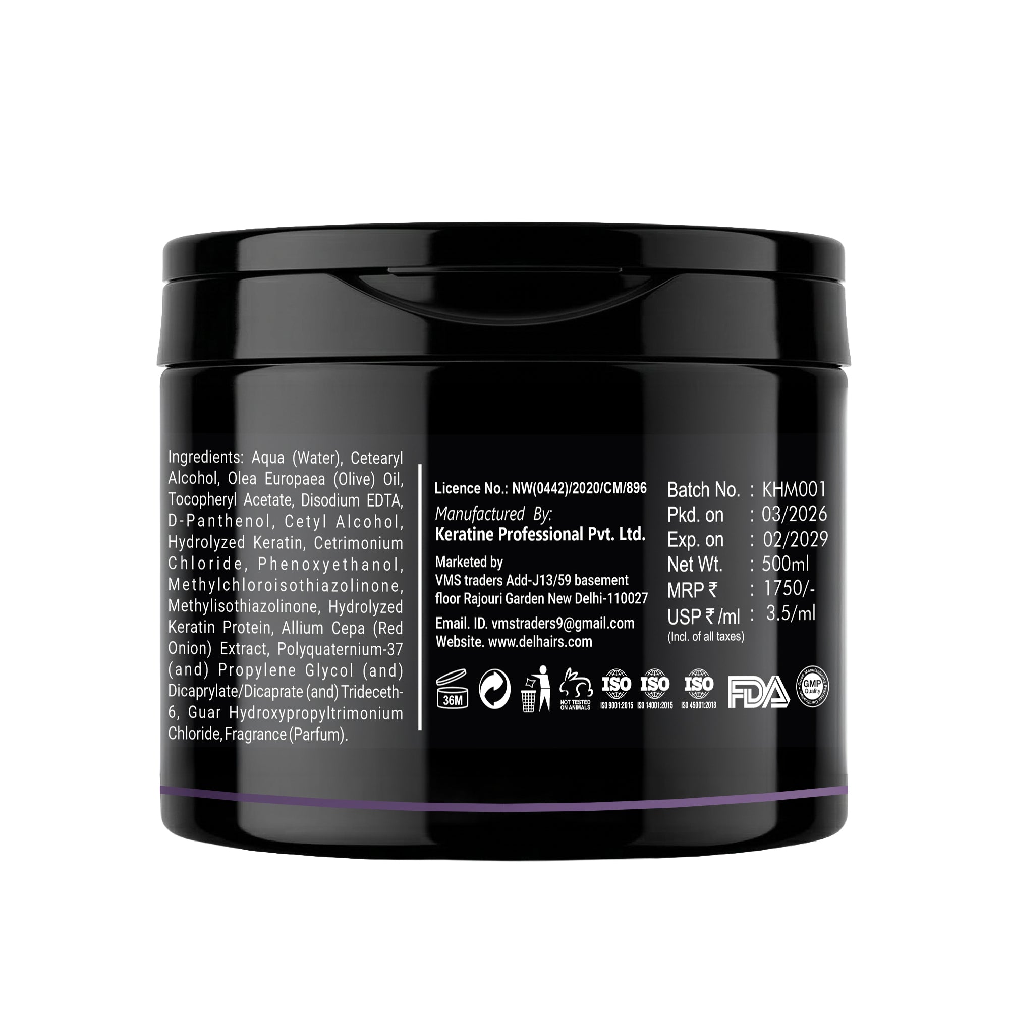 Delhairs Kera Protein Rich Hair Mask - 500ml e